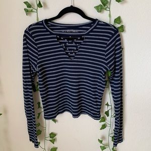 Hollister long-sleeve, striped, crop top